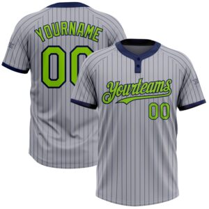 Gray Navy Pinstripe Neon Green Two Button…
