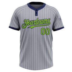 Gray Navy Pinstripe Neon Green Two Button Unisex Softball Jersey Custom Team Softball Jersey 2 t8bpy1.jpg