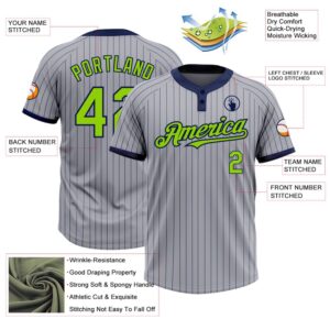 Gray Navy Pinstripe Neon Green Two Button Unisex Softball Jersey Custom Team Softball Jersey 3 abkvmb.jpg