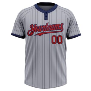 Gray Navy Pinstripe Red Two Button Unisex Softball Jersey Custom Team Softball Jersey 2 t2kc8h.jpg