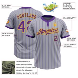 Gray Purple Pinstripe Gold Two Button Unisex Softball Jersey Custom Team Softball Jersey 3 mnbx7d.jpg