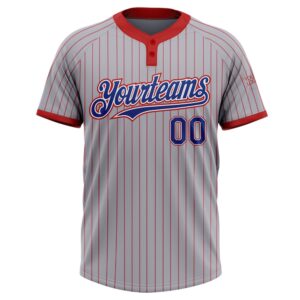 Gray Red Pinstripe Roya White Two Button Unisex Softball Jersey Custom Team Softball Jersey 2 rcpmyz.jpg