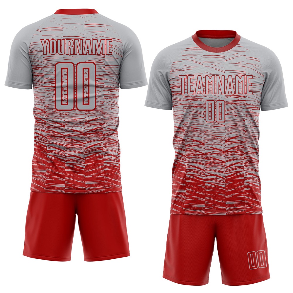 Gray Red Sublimation Soccer Uniform Jersey, Custom Team Soccer Jersey Shirt