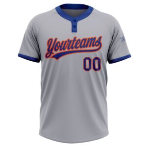 Gray Royal Orange Two Button Unisex Softball Jersey Custom Team Softball Jersey 2 mhkxga.jpg
