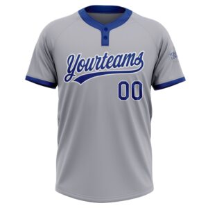 Gray Royal White Two Button Unisex Softball Jersey Custom Team Softball Jersey 2 mewtnb.jpg
