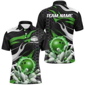 Green And Black Custom Flame Bowling Shirts…