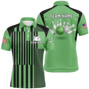 Green And Black Stripe Pattern Mens Bowling…
