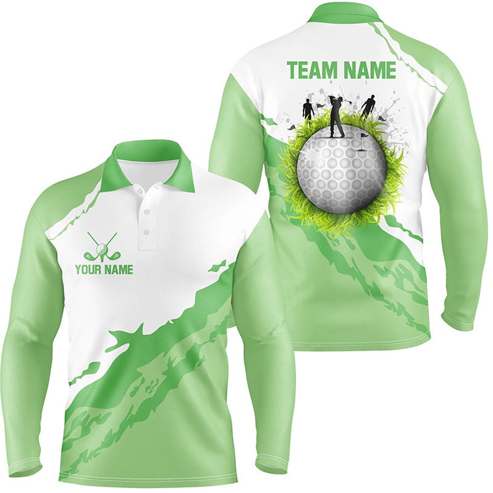 Green And White Men’s Golf Polo Shirts Custom Team Golf Jerseys, Golf Attire For Men, Golf Polo Shirt, Golf Shirts Green And White Men’s Golf Polo Shirts Custom Team Golf Jerseys, Golf Attire For Men, Golf Polo Shirt, Golf Shirts