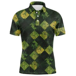 Green And Yellow Argyle Grunge Pattern Men…
