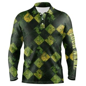 Green And Yellow Argyle Grunge Pattern Men Golf Polo Shirts Custom Golf Apparel For Men Golf Tops Golf Polo Shirt Golf Shirts 2 ayotpp.jpg