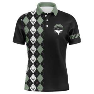 Green Argyle Pattern Black Men’s Golf Polo…