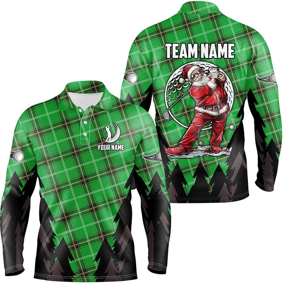 Green Argyle Pattern Santa Golfer Custom Men’s Christmas Best Team Golf Shirts, Golf Polo Shirt, Golf Shirts Green Argyle Pattern Santa Golfer Custom Men’s Christmas Best Team Golf Shirts, Golf Polo Shirt, Golf Shirts