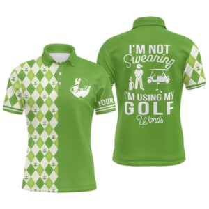 Green Argyle Plaid Pattern Men’s Golf Polo…
