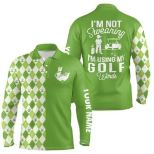 Green Argyle Plaid Pattern Men s Golf Polo Shirt Custom I m Not Swearing I m Using My Golf Words Golf Polo Shirt Golf Shirts 2 cx2yda.jpg