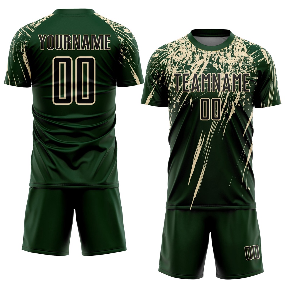 Green Black Cream Sublimation Soccer Uniform Jersey, Custom Team Soccer Jersey Shirt