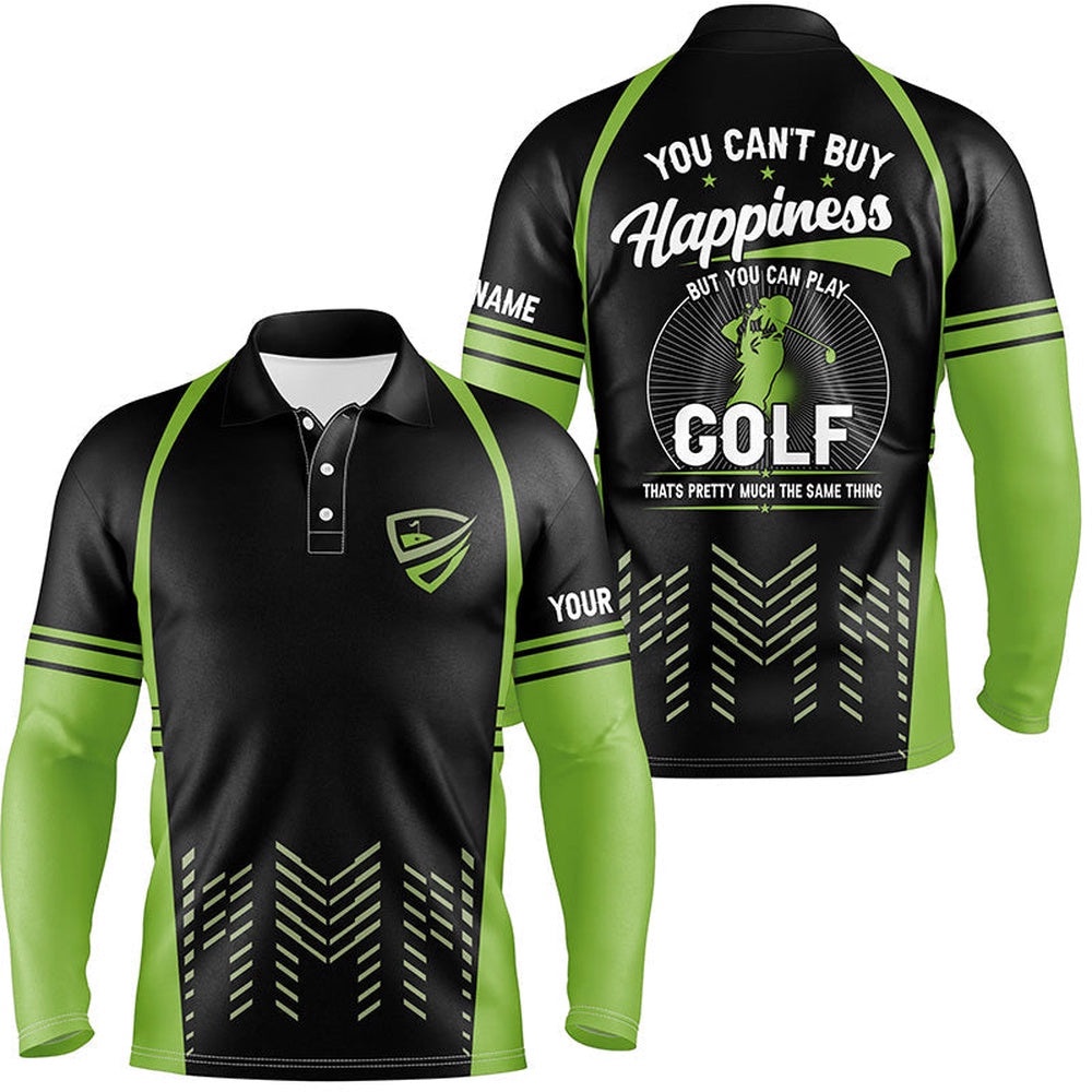 Green Black Men’s Golf Polo Shirts Custom You Can’T Buy Happiness But You Can Play Golf, Golf Outfits, Golf Polo Shirt, Golf Shirts Green Black Men’s Golf Polo Shirts Custom You Can’T Buy Happiness But You Can Play Golf, Golf Outfits, Golf Polo Shirt, Golf Shirts