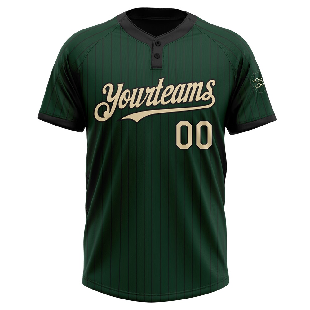 Green Black Pinstripe Cream Two Button Unisex Softball Jersey, Custom Team Softball Jersey Green Black Pinstripe Cream Two Button Unisex Softball Jersey, Custom Team Softball Jersey