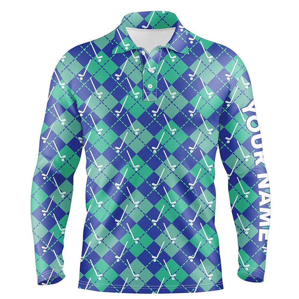Green Blue Argyle Plaid Pattern Golf Clubs Custom Men’s Golf Polo Shirt, Golf Tops For Men Golfing Gift, Golf Polo Shirt, Golf Shirts Green Blue Argyle Plaid Pattern Golf Clubs Custom Men’s Golf Polo Shirt, Golf Tops For Men Golfing Gift, Golf Polo Shirt, Golf Shirts