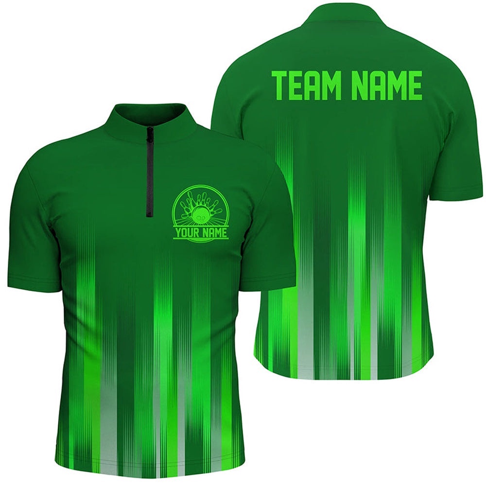 Green Bowling Shirts For Men, Bowling Logo Team Bowling Jersey, Bowler Outfit, Custom Bowling Team Jersey Shirt