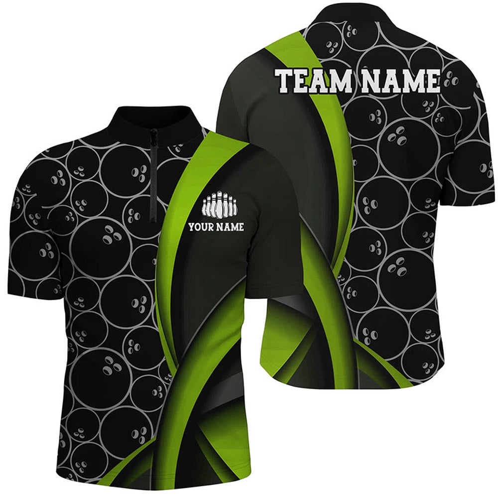 Green Bowling Team Shirts For Men And Women, Bowling Ball Tournament Jersey, Custom Bowling Team Jersey Shirt