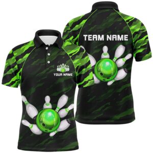 Green Camo Bowling Polo Shirts Unisex Bowling…