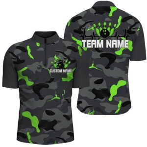 Green Camo Bowling Pulse Heartbeat Team Shirts…