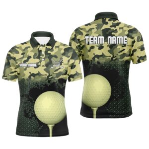 Green Camo Men’s Golf Polo Shirts Customized…