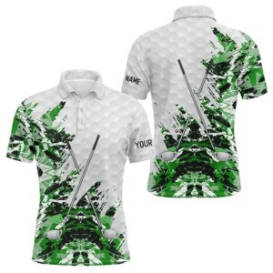 Green Camo Pattern Custom Name White Men’s…