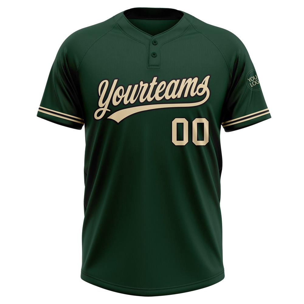 Green City Cream Black Two Button Unisex Softball Jersey, Custom Team Softball Jersey