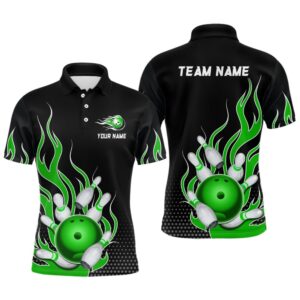 Green Flame Bowling Polo Shirts For Men…