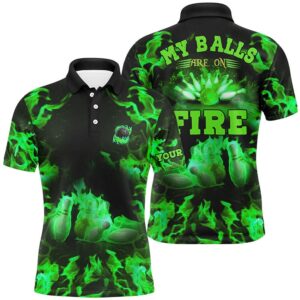 Green Flame Bowling Shirt Custom My Balls…