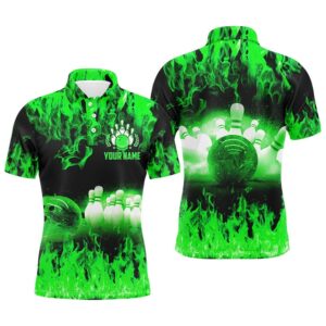 Green Flame Mens Polo Bowling Shirts, Men’s…