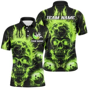 Green Flame Skull Bowling Ball Mens Bowling…
