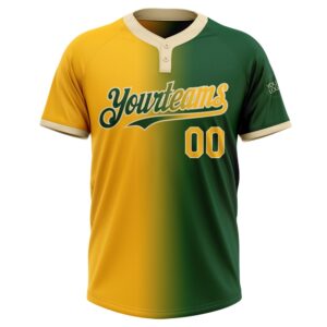 Green Gold Cream Gradient Fashion Two Button Unisex Softball Jersey Custom Team Softball Jersey 2 onbtan.jpg