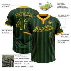 Green Gold Pinstripe Gold Two Button Unisex Softball Jersey Custom Team Softball Jersey 3 sfusys.jpg