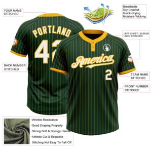 Green Gold Pinstripe White Two Button Unisex Softball Jersey Custom Team Softball Jersey 3 i6dxel.jpg