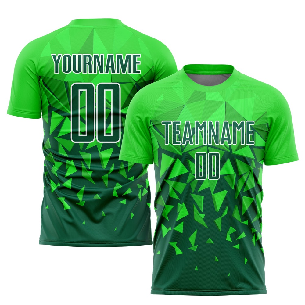 Green Grass Green White Sublimation Soccer Uniform Jersey, Custom Team Soccer Jersey Shirt