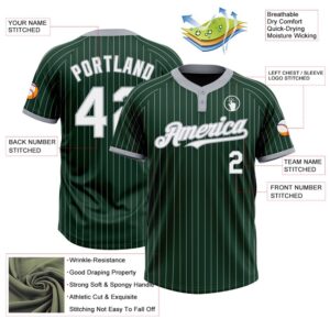 Green Gray Pinstripe White Two Button Unisex Softball Jersey Custom Team Softball Jersey 3 e495z7.jpg