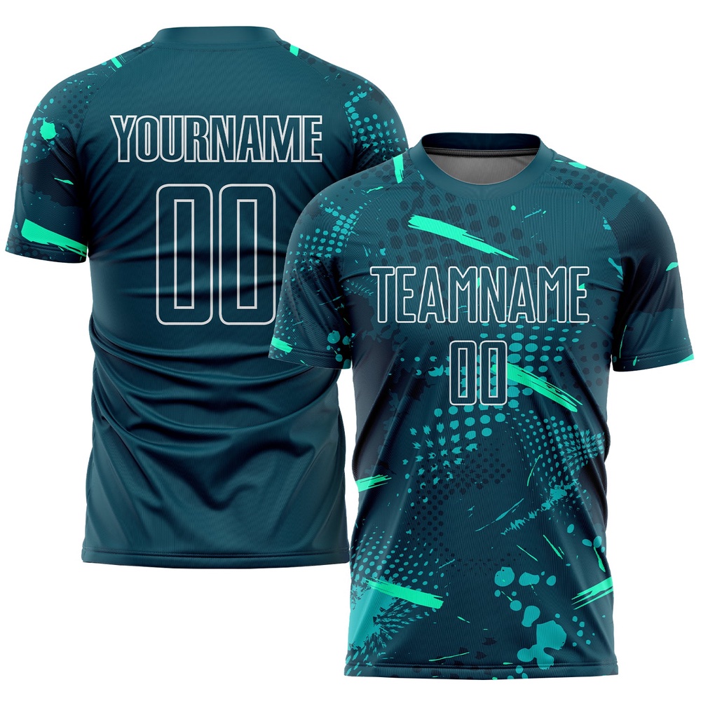 Green Green Teal Sublimation Soccer Uniform Jersey, Custom Team Soccer Jersey Shirt