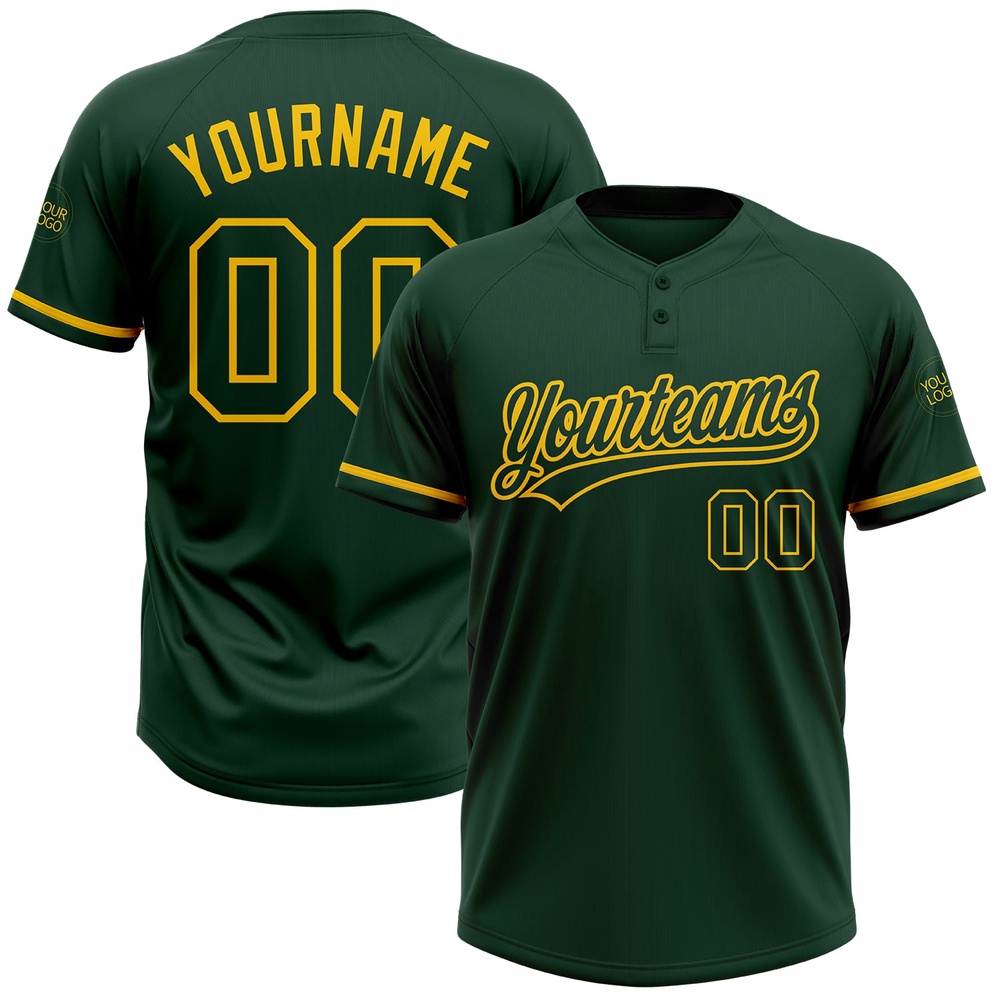 Green Green Yellow Two Button Unisex Softball Jersey, Custom Team Softball Jersey Green Green Yellow Two Button Unisex Softball Jersey, Custom Team Softball Jersey