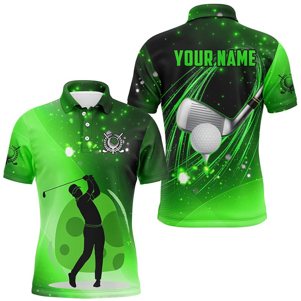 Green Light Golf Ball Clubs Men’s Golf Polo Shirts Custom Golf Outfits For Men, Golf Polo Shirt, Golf Shirts