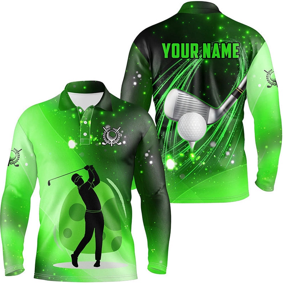 Green Light Golf Ball Clubs Men’s Golf Polo Shirts Custom Golf Outfits For Men, Golf Polo Shirt, Golf Shirts