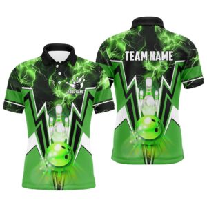 Green Lightning Thunder Bowling Polo, Zip Shirt…