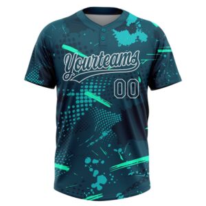 Green Midnight Green Teal 3D Pattern Two Button Unisex Softball Jersey Custom Team Softball Jersey 2 xrta2c.jpg