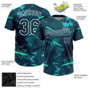 Green Midnight Green Teal 3D Pattern Two Button Unisex Softball Jersey Custom Team Softball Jersey 3 jztru6.jpg
