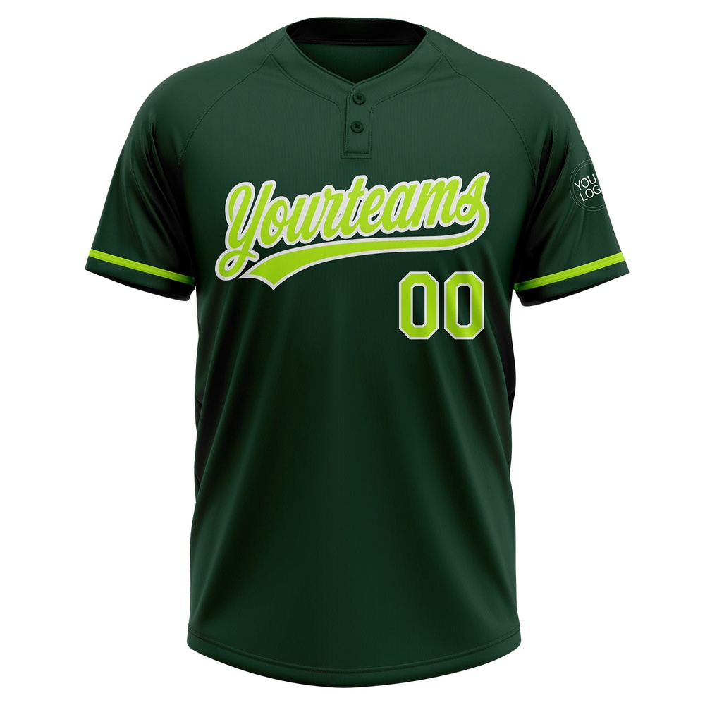 Green Neon Green White Two Button Unisex Softball Jersey, Custom Team Softball Jersey Green Neon Green White Two Button Unisex Softball Jersey, Custom Team Softball Jersey