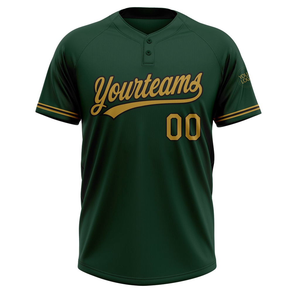 Green Old Gold Black Two Button Unisex Softball Jersey, Custom Team Softball Jersey Green Old Gold Black Two Button Unisex Softball Jersey, Custom Team Softball Jersey