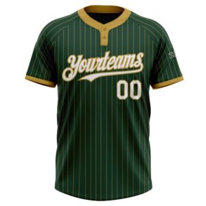 Green Old Gold Pinstripe White Two Button Unisex Softball Jersey Custom Team Softball Jersey 2 ocj2vz.jpg
