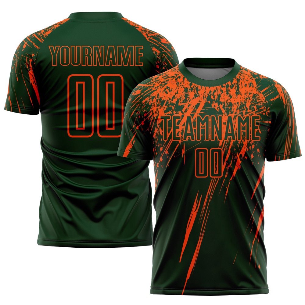 Green Orange Sublimation Soccer Uniform Jersey, Custom Team Soccer Jersey Shirt Green Orange Sublimation Soccer Uniform Jersey, Custom Team Soccer Jersey Shirt