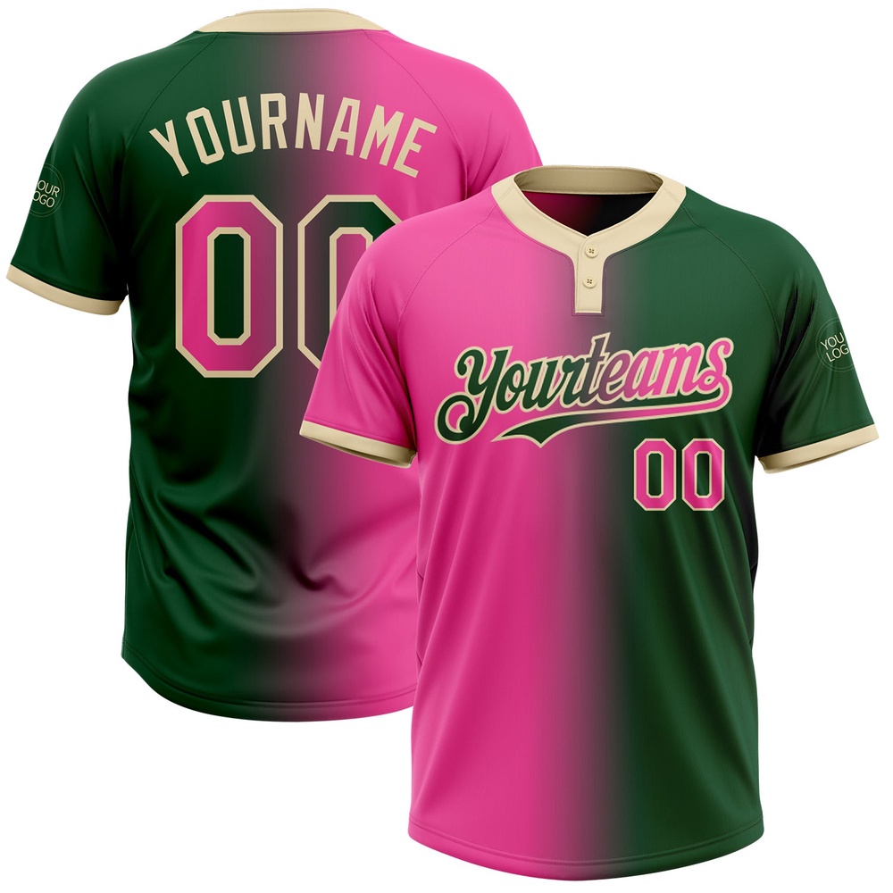 Green Pink Cream Gradient Fashion Two Button Unisex Softball Jersey, Custom Team Softball Jersey Green Pink Cream Gradient Fashion Two Button Unisex Softball Jersey, Custom Team Softball Jersey